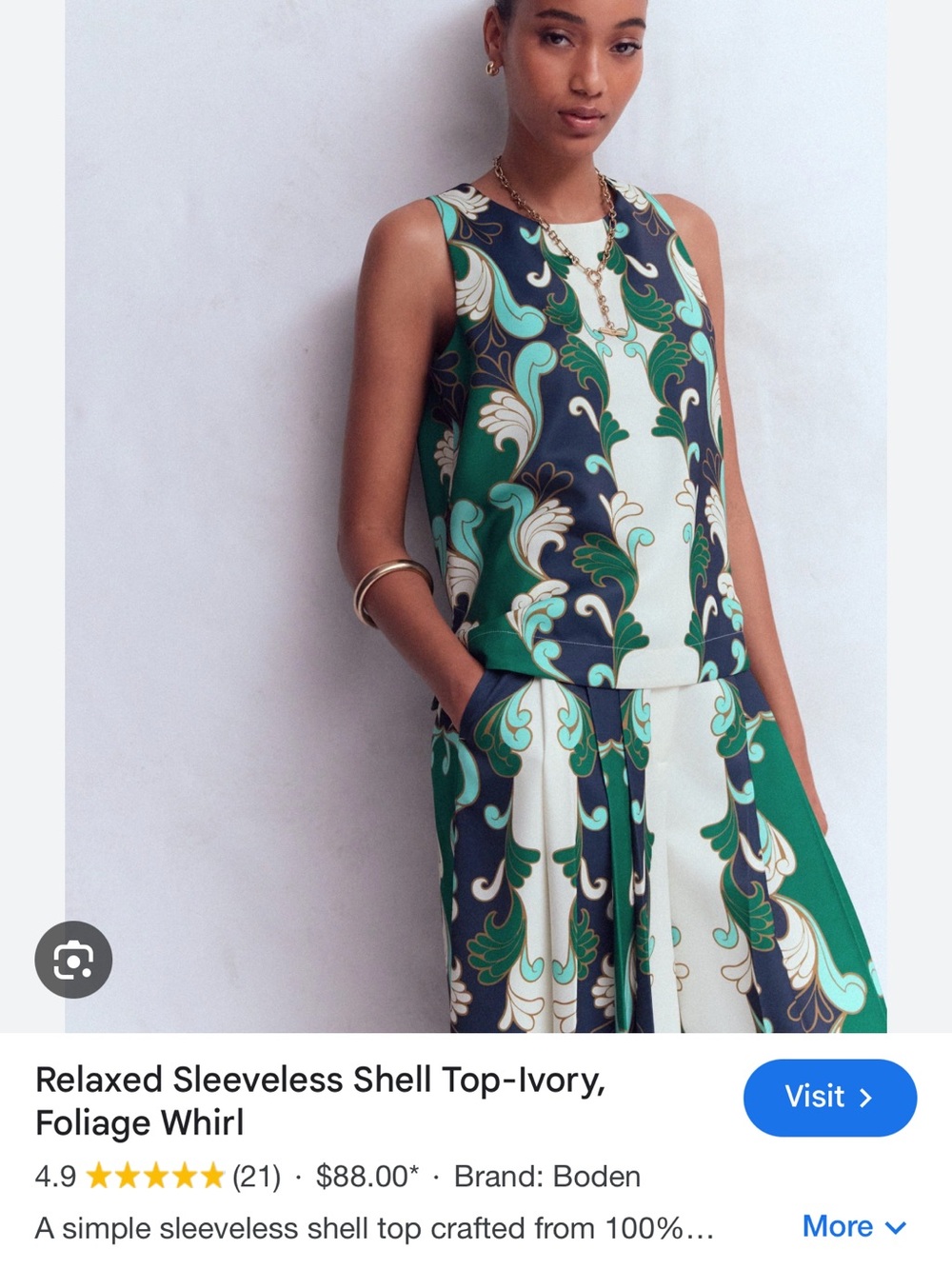 Sleeveless top and pants Boden.Top is a size 6 and pants are a size 4!
